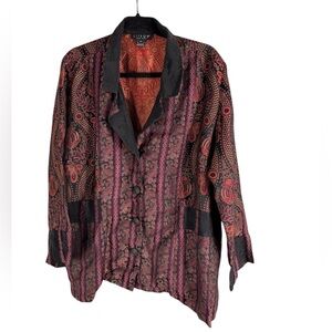 Vintage Citron Santa Monica rayon silk Asian blazer jacket 0X plus size